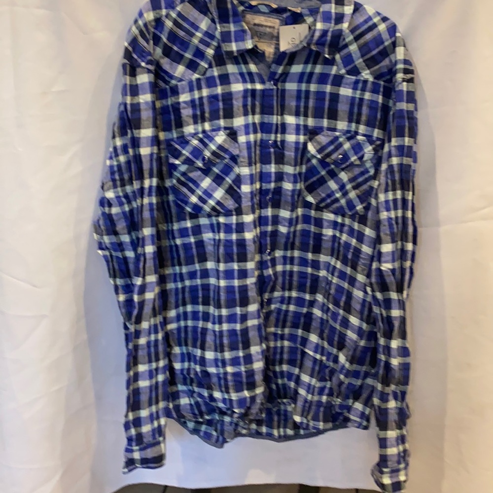 New Mens Guess Collar Plaid Button Up Shirt Size XXL